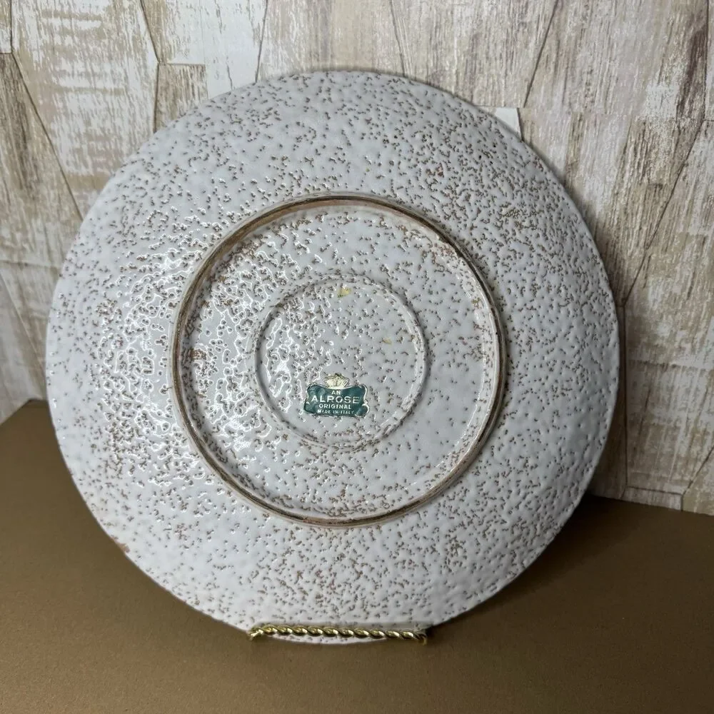 An‎ Alrose Original Italy Plate Platter Speckled Pottery Italian Vintage 12” MCM